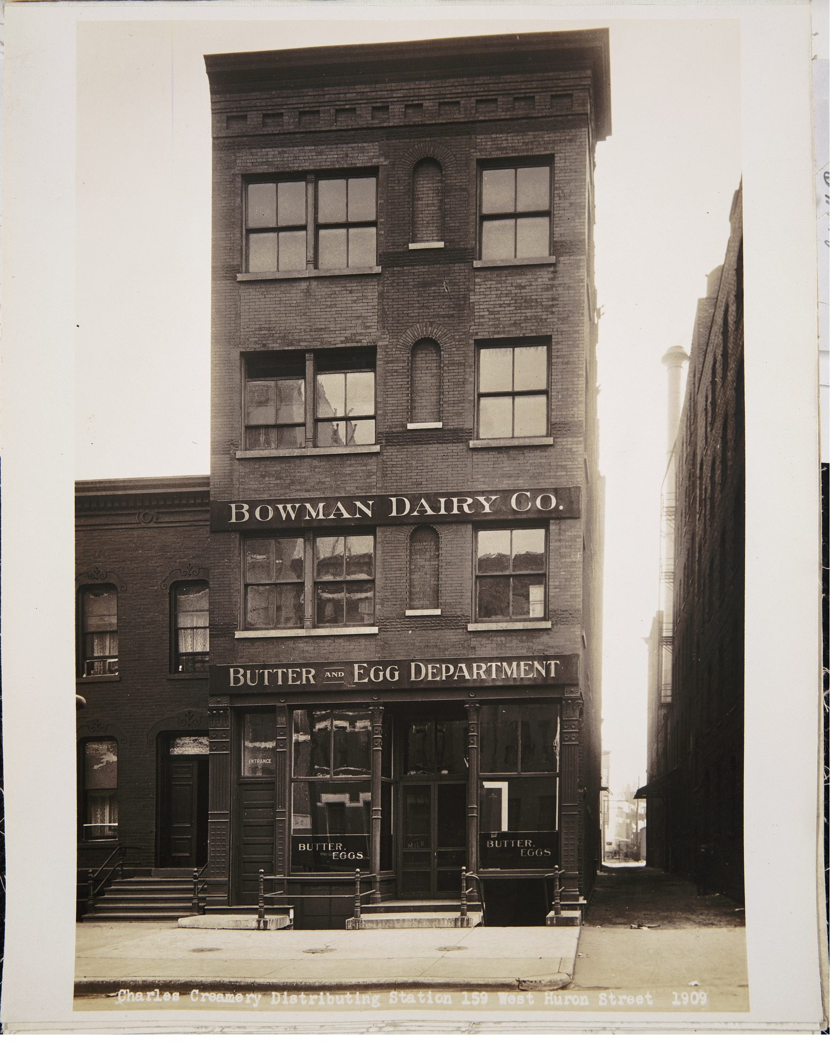 Charles Creamery Distributing Station for the Bowman Dairy Company, Butter and Egg Department, 159 West Huron Street, Chicago, Illinois, 1909.