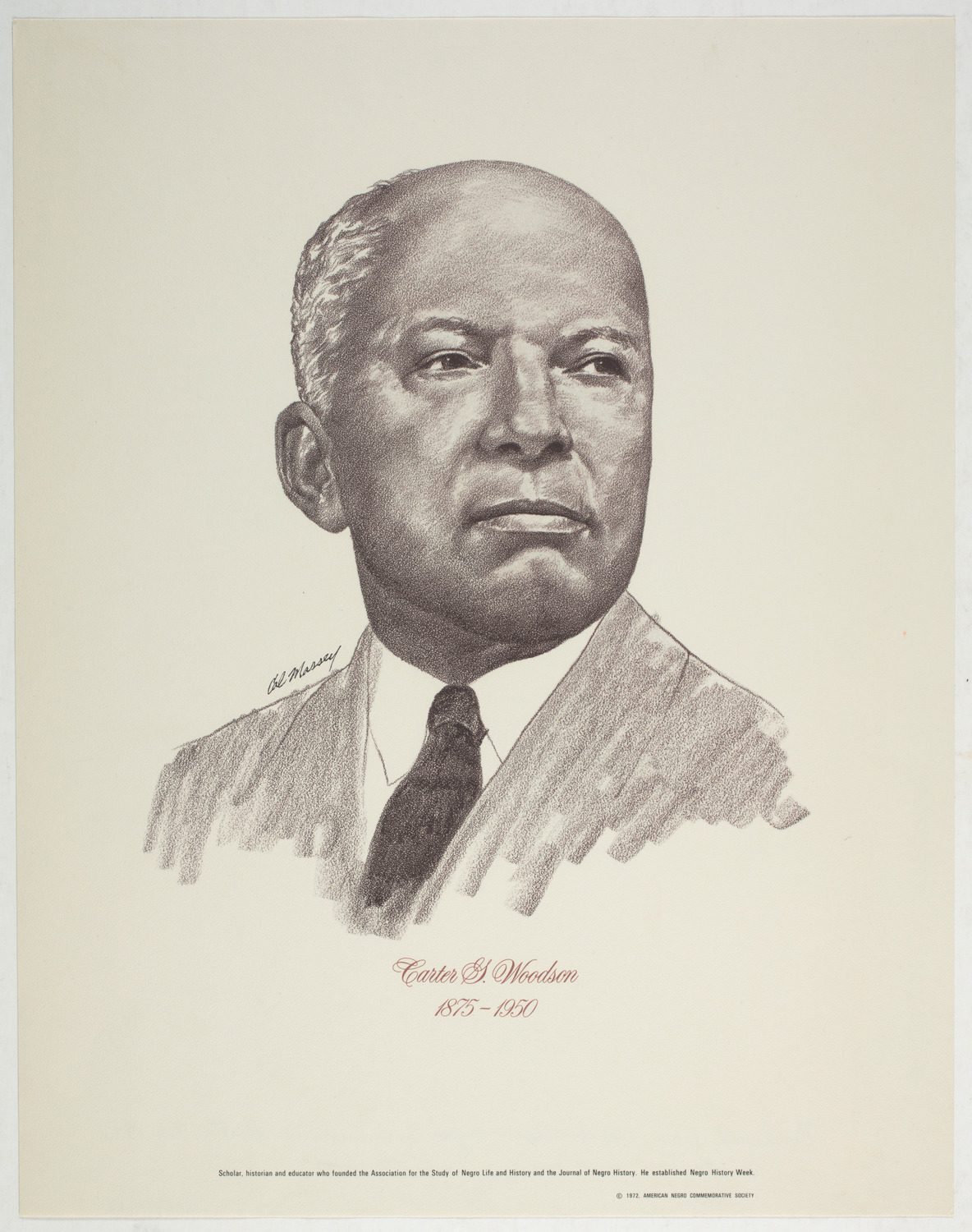 Portrait drawing of Carter G. Woodson