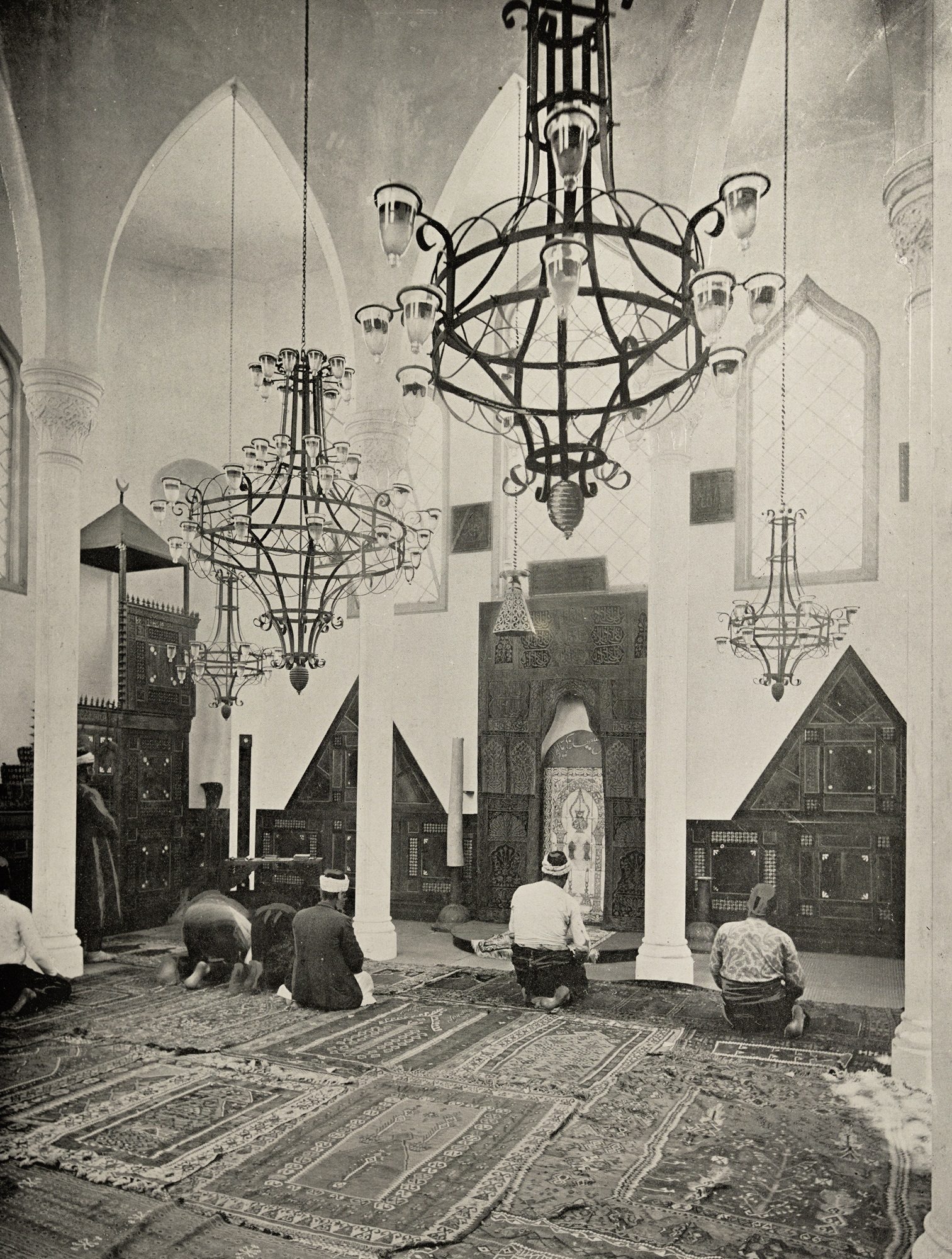 Inside the Turkish mosque in the Turkish Village on the Midway Plaisance.