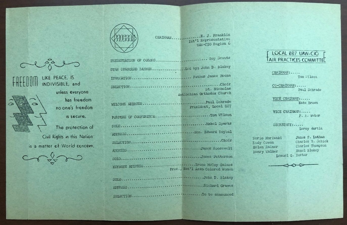 Program for the Local 887 United Auto Workers-Congress of Industrial Organizations Fair Practices Committee Program for Civil Rights & Anti- Discrimination