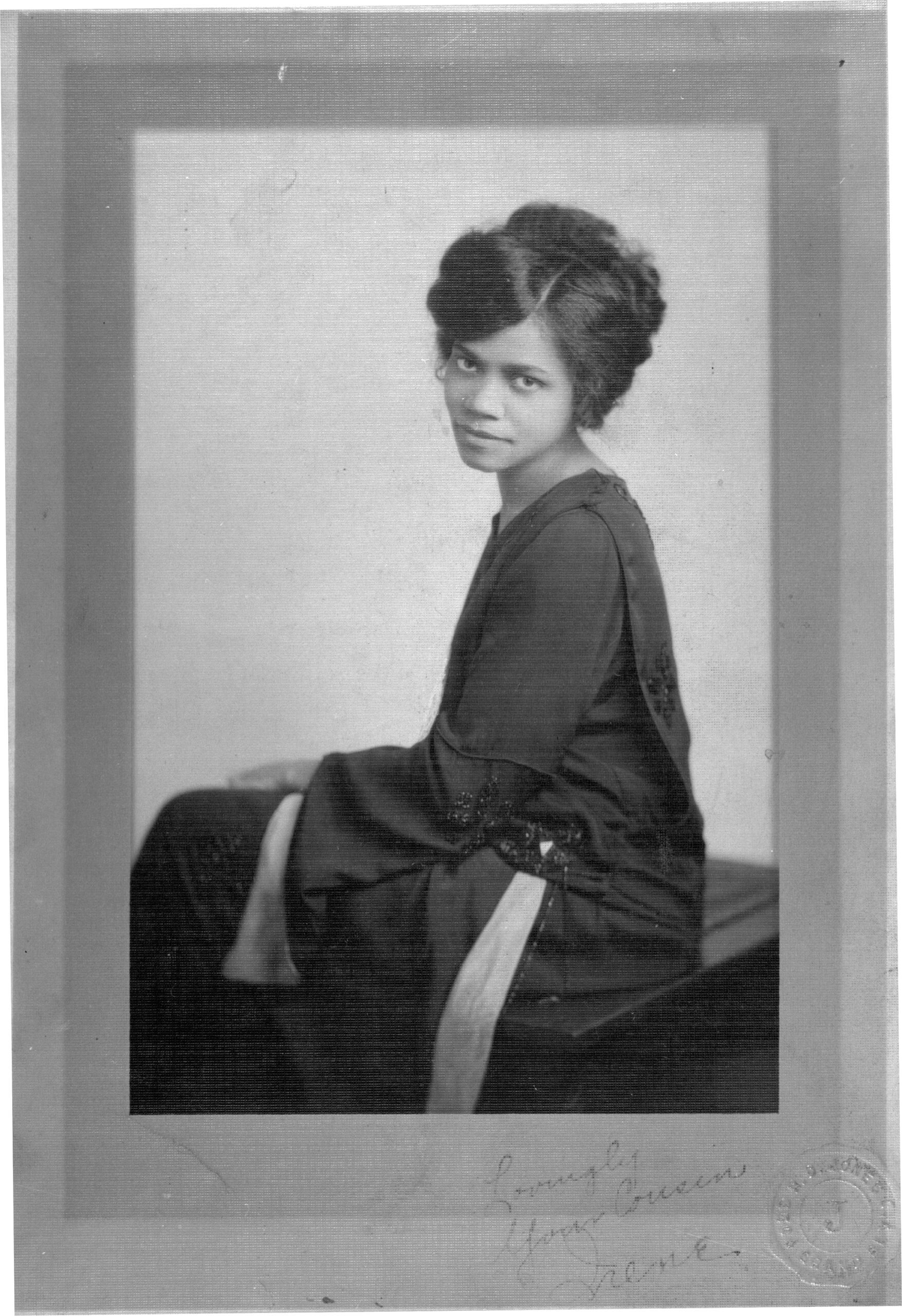 Irene McCoy Gaines black and white seated portrait