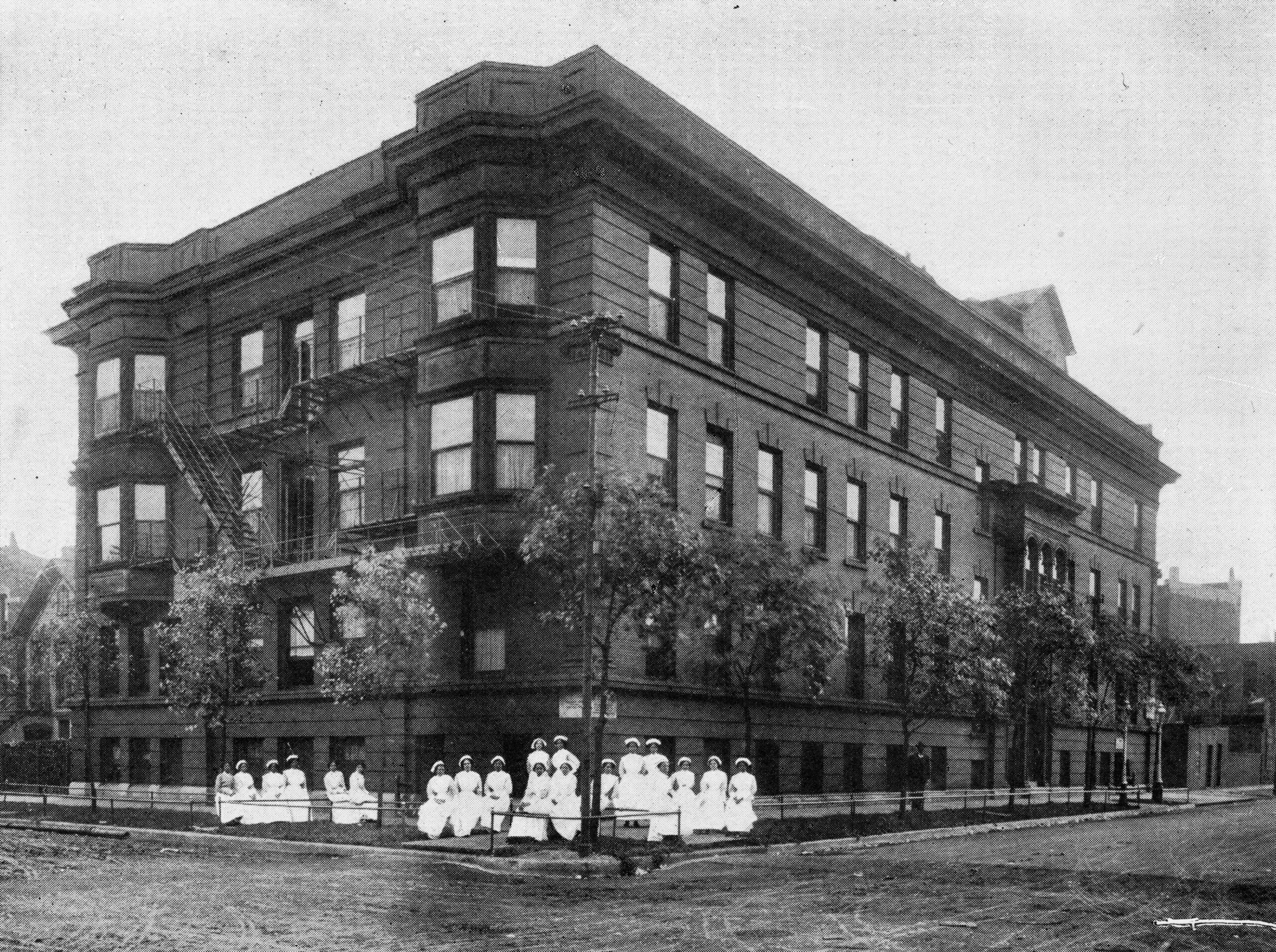 Nurses in front of Provident Hospital