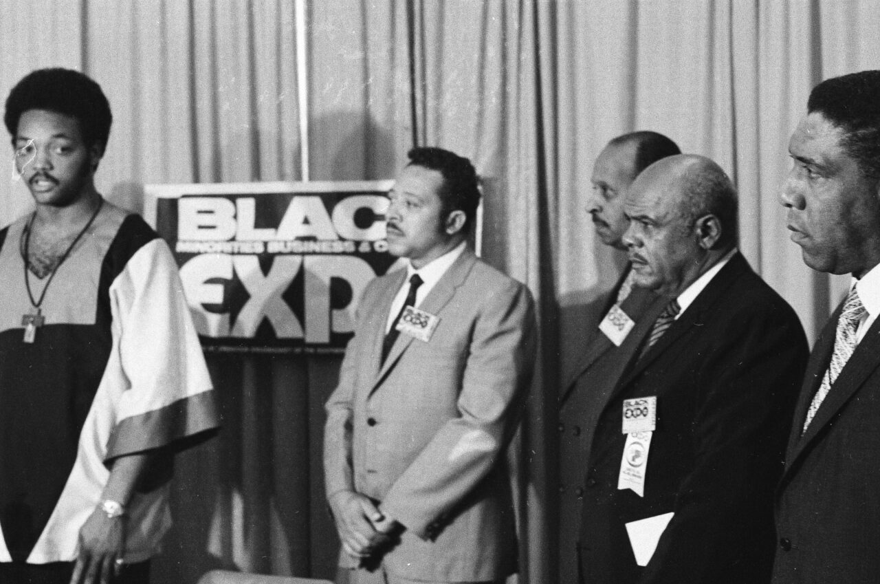 Reverends Clay Evans, Calvin Morris, Jesse Jackson, and other officials open the Black and Minorities Business and Cultural Expo