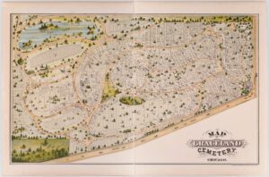 Map of Graceland Cemetery, Chicago, Illinois, circa 1875