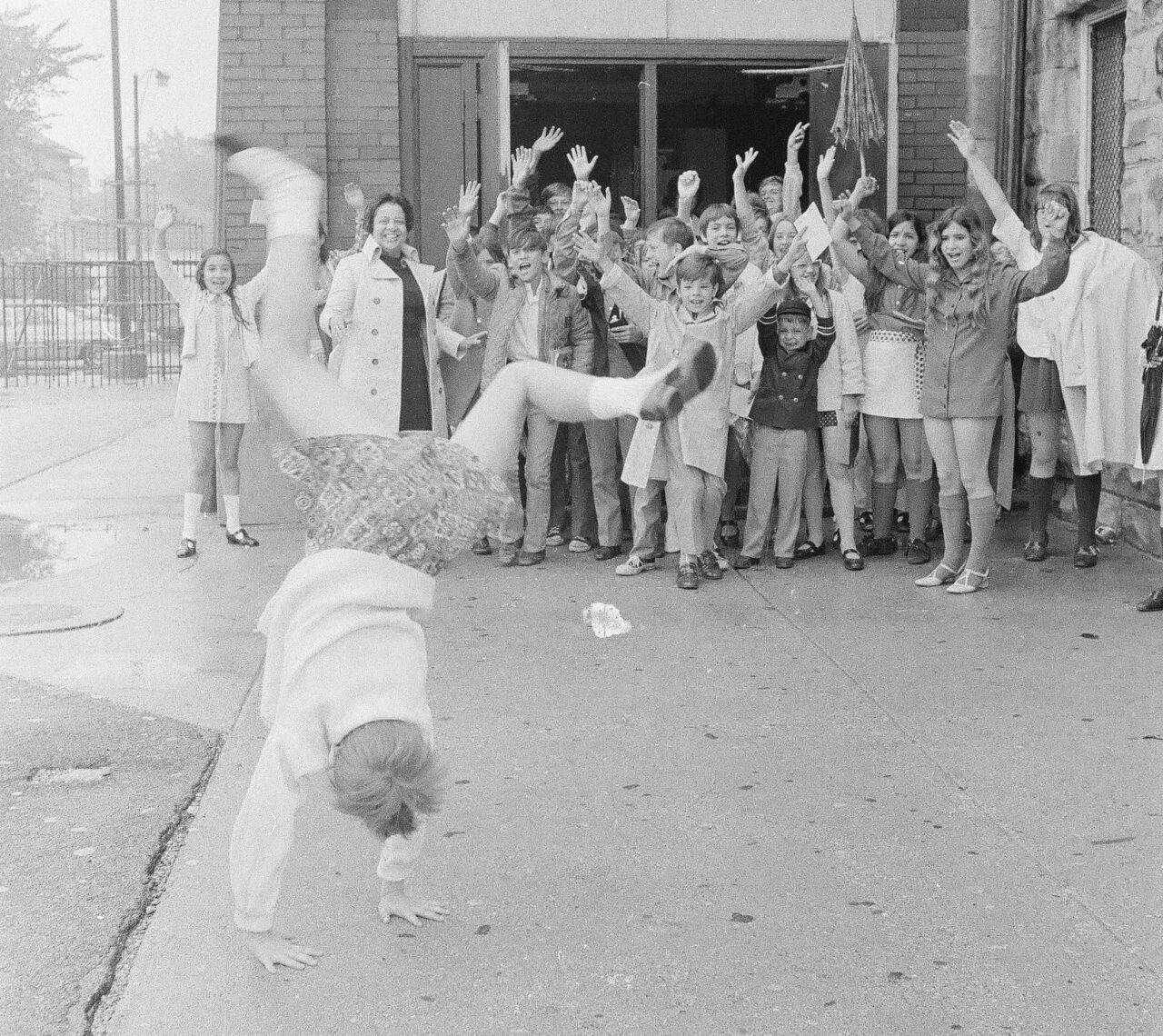 Students celebrate on the last day of classes at Goethe School