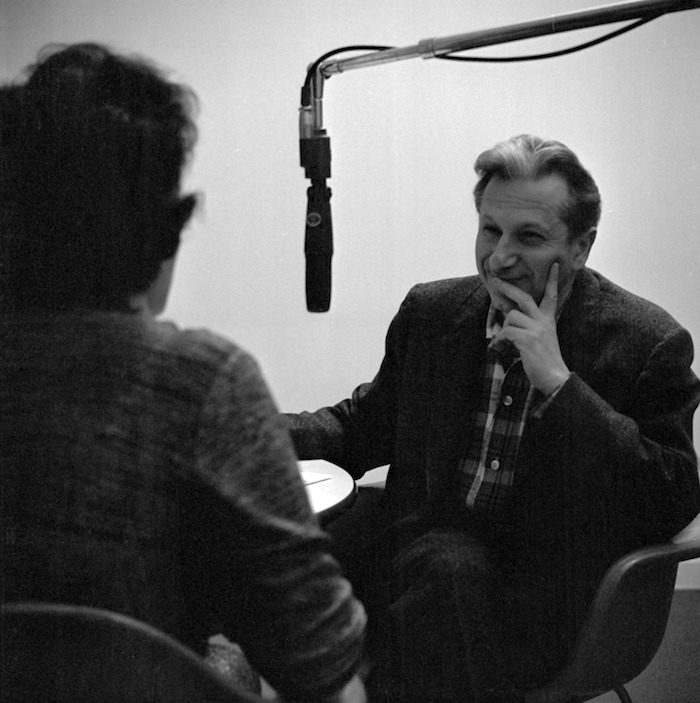 Studs Terkel interviewing an unidentified woman