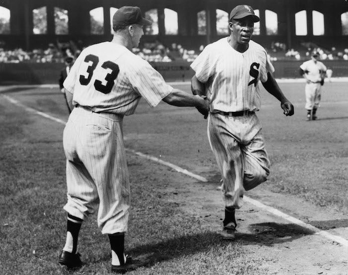 Minnie Minosa and Jimmy Adair of the Chicago White Sox