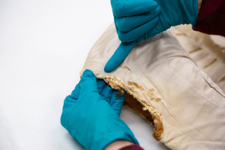 Photographs documenting the conservation process for the Save America's Treasures Exhibition at the Chicago History Museum