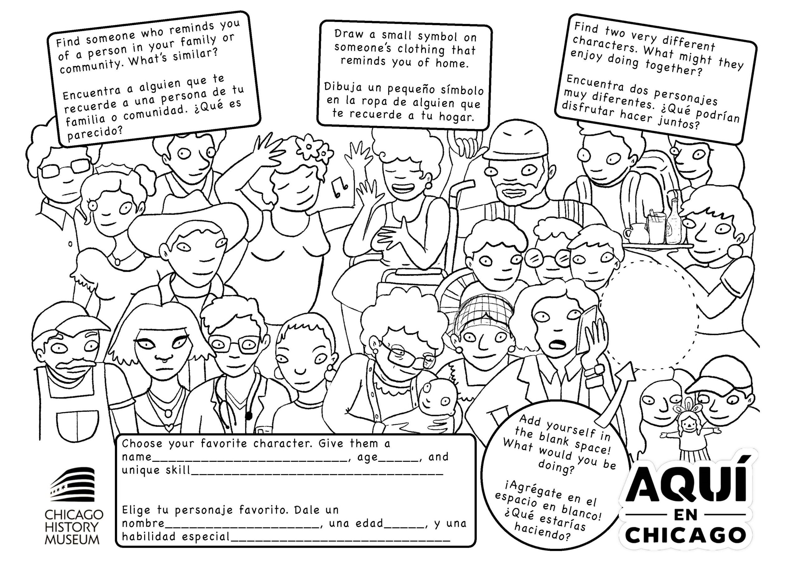 Aquí en Chicago Coloring Page